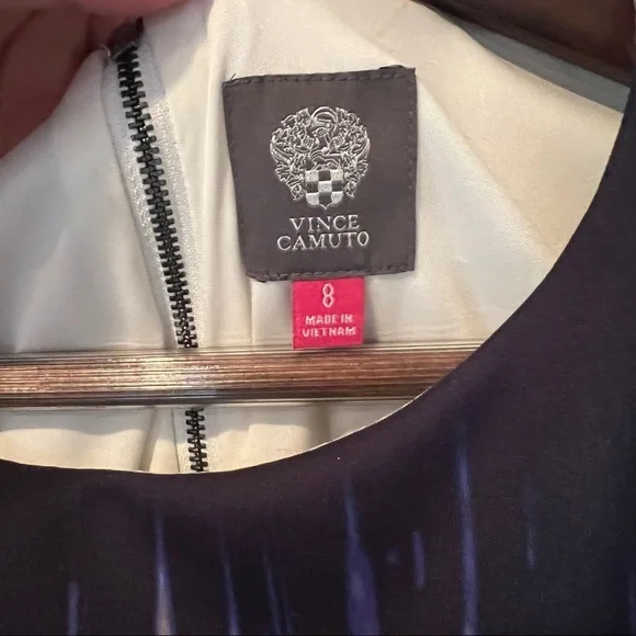 Vince Camuto Sleeveless Zip Closure Blue Abstract Print Career Dress - Picture 5 of 10